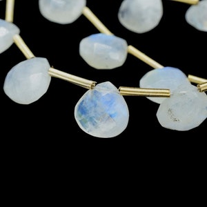 Rainbow Moonstone Faceted 10mm Heart Briolettes, Gemstone Beads,Moonstone strands,Jewelry Making Supplies,Moonstone Heart shape jewelry,Gift