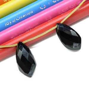 Black Onyx Faceted 10x20mm Tie Shape Briolette Beads, Pear Shape beads, Tie Shape Briolettes, Black Onyx Briolettes, Fancy Shape Briolettes