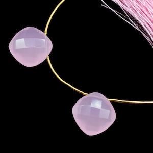 Rose Quartz 14mm cushion Shape Briolettes,Pink quartz Side drilled Briolette,Jewelry making supplies,craft supplies,Rose Quartz Briolettes,