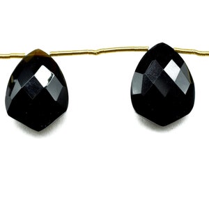 Black Onyx Faceted 12x16mm Tie Shape Briolette Beads,Pear Shape beads,Tie Shape Briolettes,Black Onyx Briolettes,Fancy Shape Briolettes