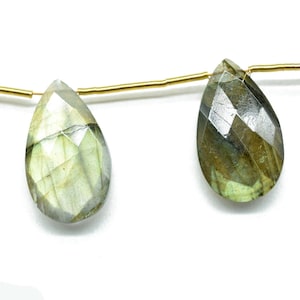 Labradorite Faceted Pear Shape Briolettes,12x20mm Teardrop Beads,Labradorite Briolette,Nutural Gemstone Beads,Jewelry Making Beads,Grey bead