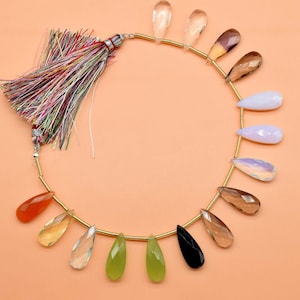 Mixed Gemstone Faceted Teardrop Briolettes,Mixed Teardrop Beads,Multi Stone 8x20mm strands Beads,Jewelry Making Supplies,Multi stone jewelry