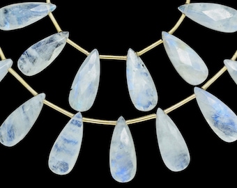 Briolettes facetadas de piedra lunar arcoíris, cuentas de lágrima de piedra preciosa, tira de piedra lunar de 5 pulgadas, suministros para hacer joyas, joyas de lágrima de piedra lunar, regalo