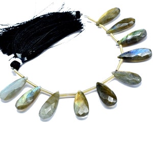 Labradorite Faceted 8x20mmTeardrop Briolettes,Gemstone Teardrop Bead,Labradorite Strand Jewelry Making Supplies,Labradorite Teardrop jewelry