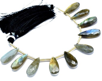 Labradorit facettiert 8x20mm Tropfen Brioletten,Edelstein Tropfen Perle,Labradorit Strang Schmuckherstellung Zubehör,Labradorit Tropfen Schmuck