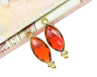 Garnet Gemstone 7x14mm Marquise Shape charms,Garnet Connector Charms Pendant,Garnet Gold Plated Single Bail Pendant,Garnet Faceted jewelry