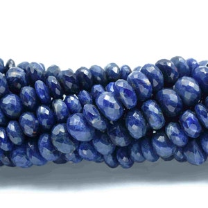 Rondelle à facettes en lapis lazuli naturel, 8 mm à 8,5 mm, facettes en lapis, perles bleues, rang complet, perles de pierres précieuses, perles rondes