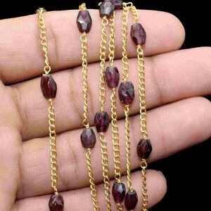 Granaat Ovale Vorm Rozenkrans Ketting, Granaat Kralen Rozenkrans, Sieraden Maken Rozenkrans, Granaat Draad Verpakte Rozenkrans, Granaat Briolette Rozenkrans, Granaat Ovale kraal