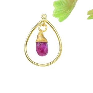 Finding Pear Shape Pendant,Gemstone Wire Wrapped Component,Station Link Supply,Handmade Jewelry,Gemstone Teardrop Connectors,Dangle Earring