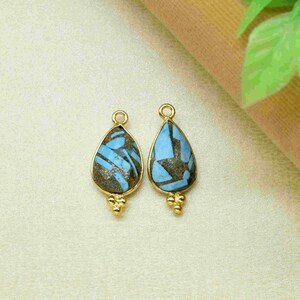 Copper Turquoise Gemstone 10x14mm Pear Shape Charms Pendant,Copper Turquoise Gold Plating Gemstone Charms,Turquoise single Bail Pendant,Gift