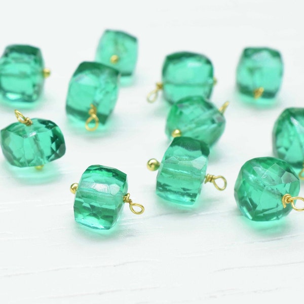 Zambian Emerald Quartz Gemstone 3D Cube Beads,Emerald Quartz Handmade pendant jewelry, Zambian Emerald quartz Box pendant Charm jewelry,Gift