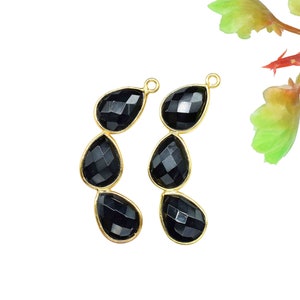 Three Stone Bezel Link Pendant,Gemstone 8x12mm Pear Shape Single bail Bezel Station Earring Connector,Gemstone Teardrop Bezel Charm Pendant
