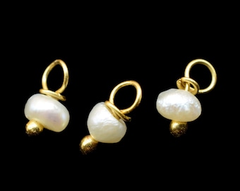Pearl Single wire wrapped Beads, Gemstone Components, Earring Connectors, Freshwater Pearl Dangle Beads, Handmade DIY Jewelry,Hangings Beads