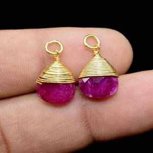 Natural Ruby faceted Connector, Wire Wrapped Gemstone Pendant, Loop Connector, Wire Wrapped Necklace, 10mm Heart Shape Pendant, Ruby jewelry