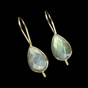 Labradorite 9x13mm Teardrop Connector,Stud Earring Connector,Labradorite Jewelry,Single Loop Connector,June birthstone,Jewelry Finding, Gift