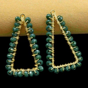 Green Agate Wire Wrapped Triangle Shape Earrings,Connector Earring,Gemstone Components,Finding Necklace,Component Jewelry,Handmade Connector