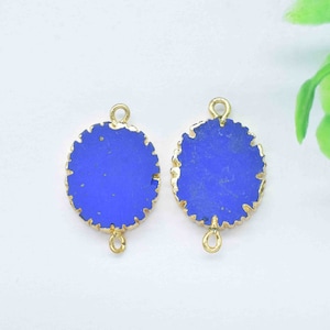 Lapis Lazuli Gemstone Electroplated Jewelry,Gemstone Handmade Dangle Earring Components,Finding Earring Double Bail Connector Jewelry Supply