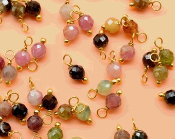 Multi Tourmaline Single wire wrapped Beads, Earring Components, Necklace Charm, Tourmaline dangle Beads, Bracelet Making Beads,Faceted Beads