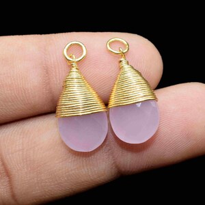 Rose Quartz Teardrop Faceted Connector, Gemstone Wire Wrapped Pendant, 10x18mm Teardrop Pendant Jewelry,Wire Wrapped Necklace,Quartz Jewelry