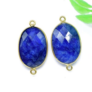 Blue Sapphire 15x20mm Bezel Charm Pendant, Rectangle Shape Gold Plated bezel,Gold Vermeil Bezel jewelry making charm,Gold-Filled bezel charm