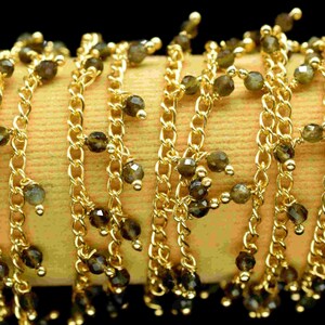 Cat&#39;s Eye Cluster Rosary Chain, 2mm Faceted Beaded Rosary, Wire Wrapped link Stone Rosary Chain, Dangling Rosary Chain,Jewelry Making Rosary