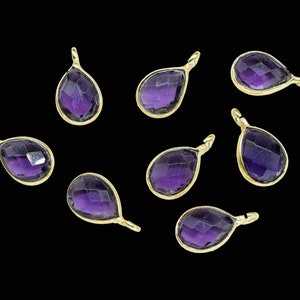 Amethyst 6x8mm Teardrop Earring Connector,Amethyst Studs Component,Single Loop Gemstone Connector,Teardrop Pendant Connector,Jewelry Making