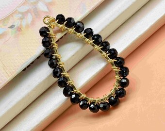 Black Onyx Wire Wrapped Earring,Gemstone Component,Handmade Earring,Dangle Earring Component,Findings Earring Component,Black Onyx Jewelry,