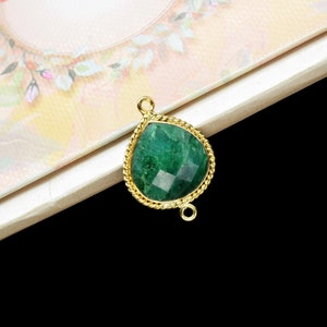 Emerald Faceted Handmade Connectors Jewelry,Emerald Gemstone 14mm Heart Shape Bezels Charms, Emerald Double Bail Bezel Pendant Jewelry,Gift