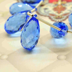 Blue Topaz Teardrop Faceted Briolettes,Blue Topaz 12x24mm Drops,Jewelry Making Supplies,Blue Topaz Teardrop jewelry,Gemstone Teardrop Beads