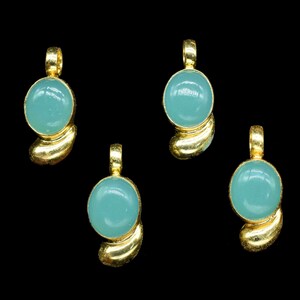 Aqua chalcedony 10x12mm Oval Shape connector charms,chalcedony Gold Vermeil Bezel,Aqua Statement Loop Pendant,Chalcedony wholesale bezels