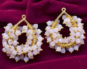 Orecchini Pendenti Donna Con Trucioli Di Pietra Grezza - Fatti A Mano, Leggeri, Eleganti, Colore Rosa, Cod. EUKL001602 - 5