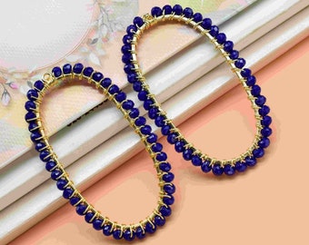 Natural Labradorite Lapis Lazuli 24k Gold Plated Connector Making DIY Jewelry