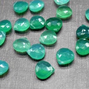 Natural Green Onyx Faceted Briolettes, 10mm Heart Shape Briolettes, Gemstone Briolette, AAA Quality Briolette, Green Onyx Stone, Onyx Gift