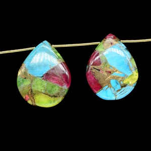 Natural Green Pink Copper Turquoise Smooth Teardrop Shape Briolettes,18x23mm Teardrop Shape Gemstone Briolettes,Turquoise Briolettes Jewelry
