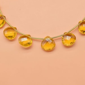 Citrino 10 mm Coração Forma Briolettes, Jóias Fazendo Suprimentos, Artesanato Suprimentos, Citrino Briolettes Strand, Citrino Contas, Citrino Gemstone, Citrino