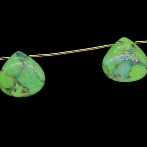 Green Copper Turquoise 14mm Heart Shape Briolettes Gemstones-Wholesale Green Copper Turquoise Heart Shaped Stones For Jewelry Making-2pcs