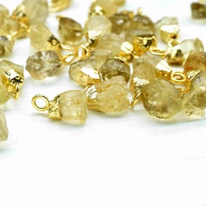 Citrine Rough Gemstone charm,Citrine single Bail Pendant,Citrine Rough gold Electroplated Charms,Citrine Loose Stone Pendant Jewelry, Gift