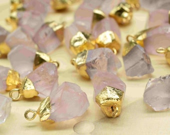 Rough Gemstone Pendant,Raw Rose Quartz Necklace,Birthstone Charm,Freeform Gemstone Pendant,Rough Gemstone Jewelry,Natural Stone Pendant,Gift