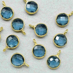 Iolite 6mm Round Shape Pendant,Finding Gold Plated Connector,Round Iolite Component,Iolite Component Earring Jewelry,Connector Jewelry,Gift