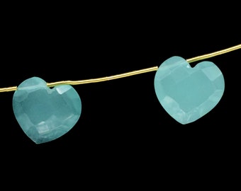 Aqua Chalcedony 14mm Carved Heart Shape Briolette,Carved Gemstone Beads,Aqua Chalcedony Carved Faceted Beads,Wholesale Price Beads,Carved