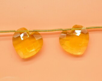 Natural Citrine Faceted 14mm Hearts Briolettes, Citrine Carved Hearts Briolettes (14mm Approx) Carved Heart Briolettes, Citrine Fancy Hear