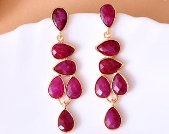 Natural Ruby Teardrop Earrings,Ruby Bridal Earring,Ruby Gemstone Jewelry,Ruby Wedding Earring,Handmade Jewelry,Bridesmaid Gifts,B'Gifts