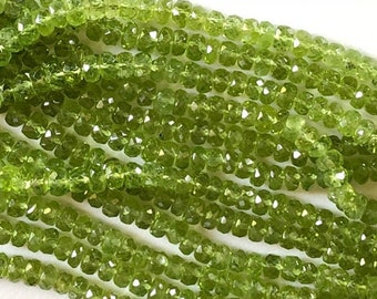 Peridot 6mm Faceted Beads, Faceted Beads, Peridot Wholesale Beads,Peridot Rondelle Beads,Semiprecious Faceted,Gemstone Beads,Peridot strands