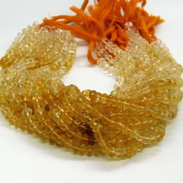 Natural Citrine Faceted 6mm to 6.5mm beads, Rondelle Beads, Citrine Beads,Gemstone Loose Beads,Citrine Faceted Rondelle Beads,Citrine strand