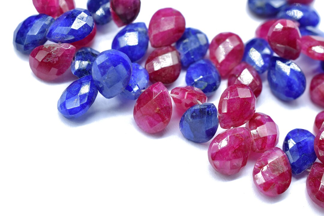 Blue Sapphire Teardrop Briolette,ruby Faceted Faceted Briolette,6x8mm ...