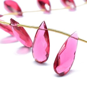 Pink Tourmaline Quartz Long Pear Shape Briolette,8x20mmBriolette,Tourmaline Gemstone Beads,drops shaped briolette&#39;s ,gemstone beads,long