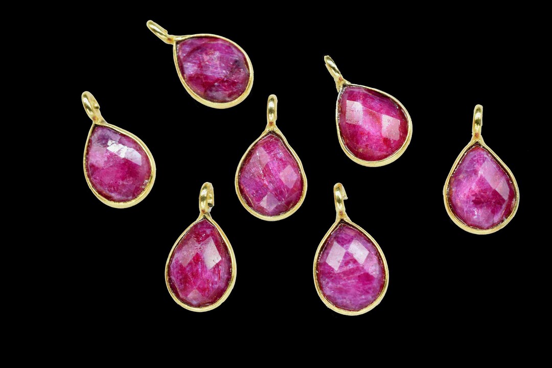 Ruby Components Ruby 6x8mm Teardrop Earring Connector,ruby Component Stud Pendant,gold ...
