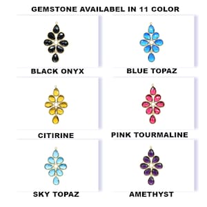 Teardrop Station Bezel Link Pendant,Handmade Pendant Jewelry,Gemstone Handmade Components Earring Connector Jewelry,Gemstone Flower Pendant,
