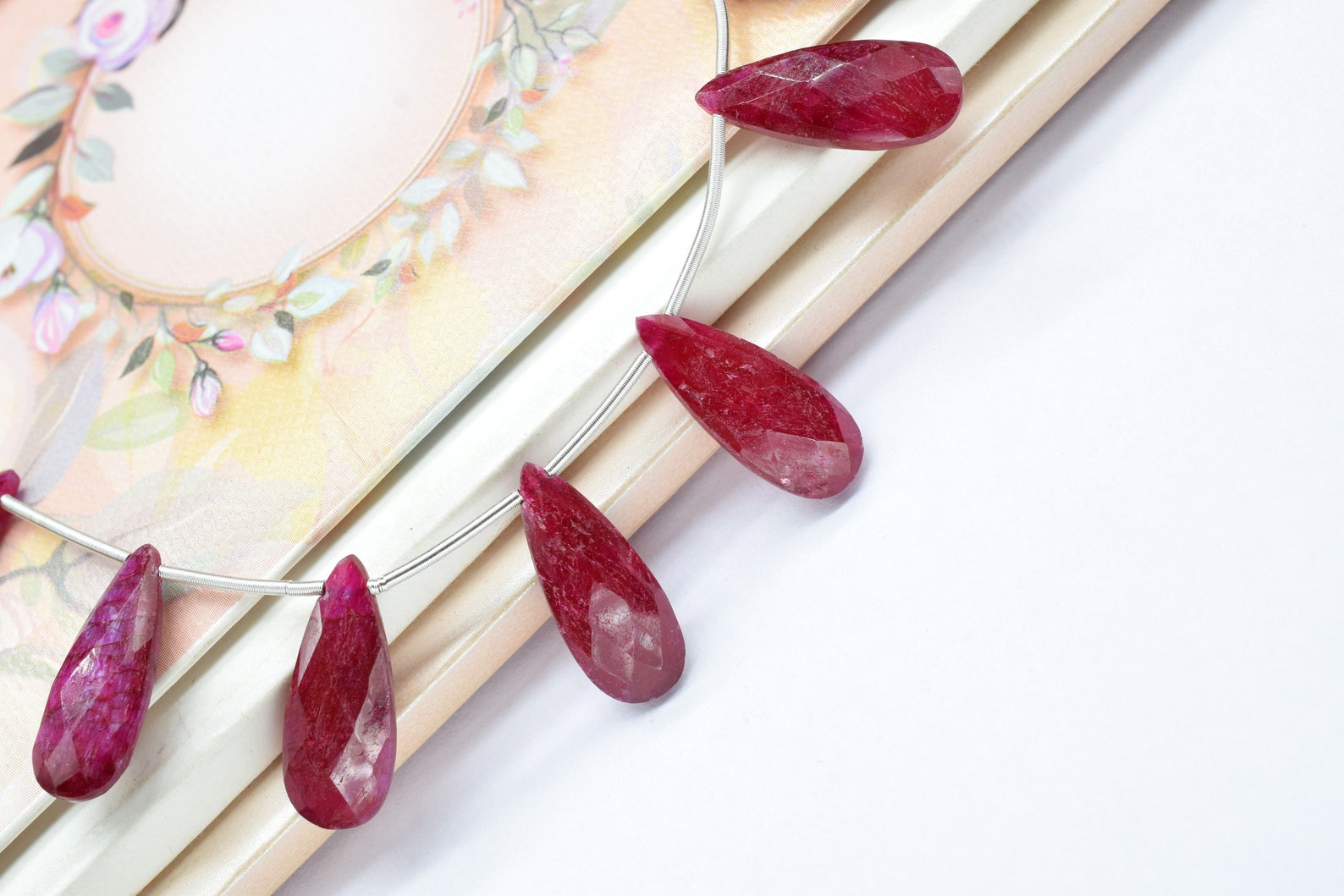 Natural Ruby Faceted Pear Shape Briolettes, 8x20mm Teardrop Briolettes ...