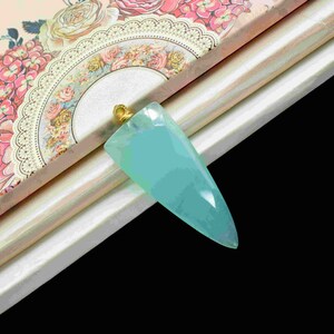 Aqua Chalcedony  15x36mm  Triangle Shape Connectors,Aqua Gemstone Single bail connectors,Aqua Quartz Gemstone jewelry making,Craft Supplies